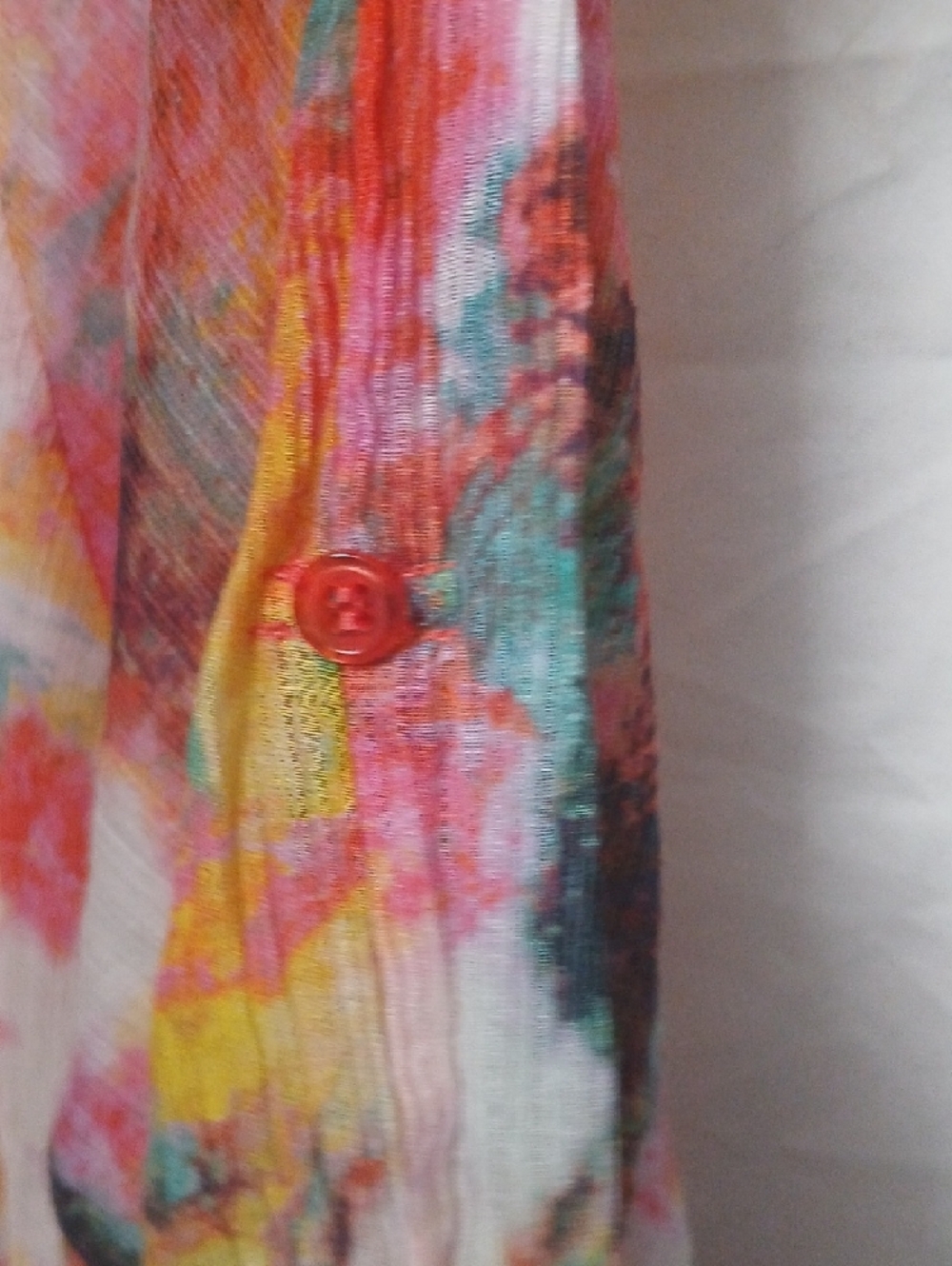 grand & greene Watercolor Tie-Front Top in Pink, Blue & Yellow - Picture 4 of 8
